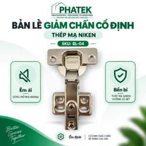 BL04 — Bản lề thép mạ niken giảm chấn cố định