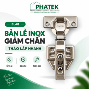 BL01 — Bản lề inox giảm chấn tháo lắp nhanh
